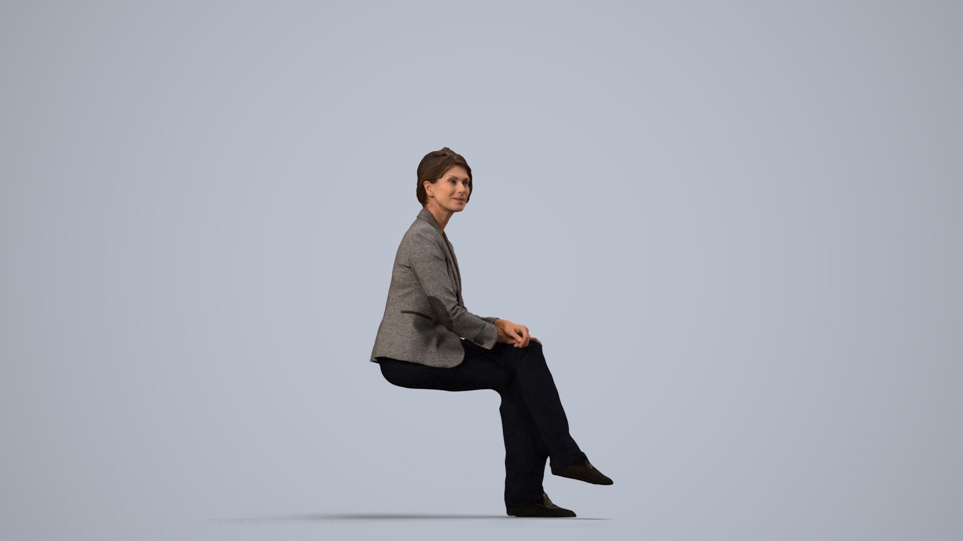 photogrammetry 3D woman business, realistic human model archviz FBX, side view render