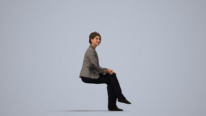 photogrammetry 3D woman business, realistic human model archviz FBX, side view render