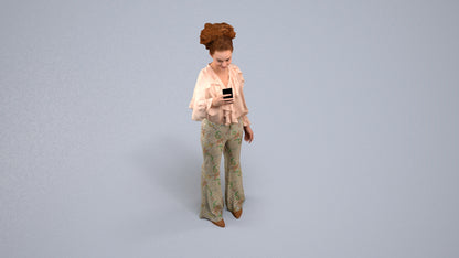 photogrammetry 3D woman casual standing, realistic human model archviz FBX, back view render