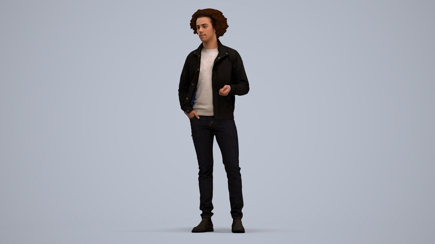 realistic 3D people man casual standing, render-ready for V-Ray and Corona, FBX OBJ, standing pose render