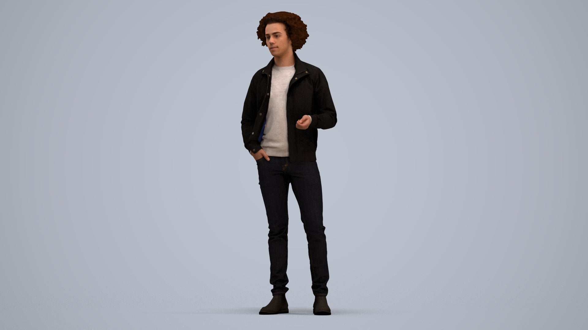 realistic 3D people man casual standing, render-ready for V-Ray and Corona, FBX OBJ, standing pose render