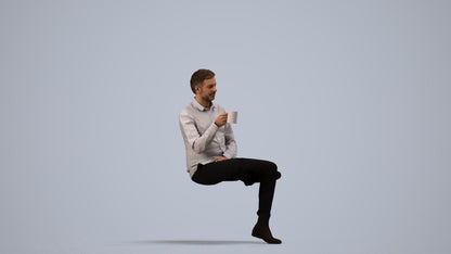 realistic 3D people man business, render-ready for V-Ray and Corona, FBX OBJ, side view render