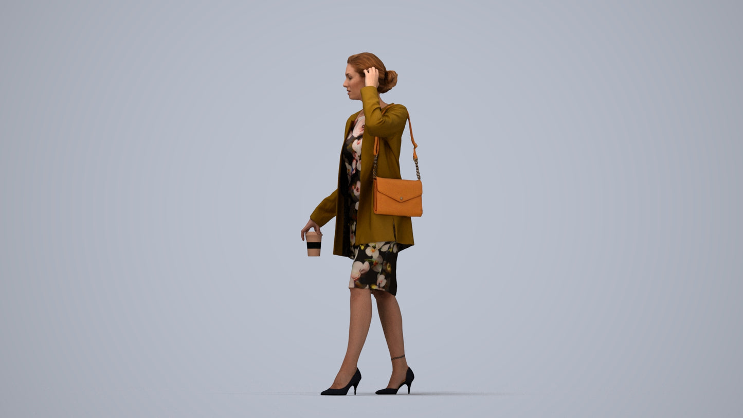 realistic 3D people woman casual couple, render-ready for V-Ray and Corona, FBX OBJ, top-down view render