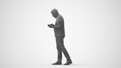photogrammetry 3D senior man casual walking, realistic human model archviz FBX, square thumbnail
