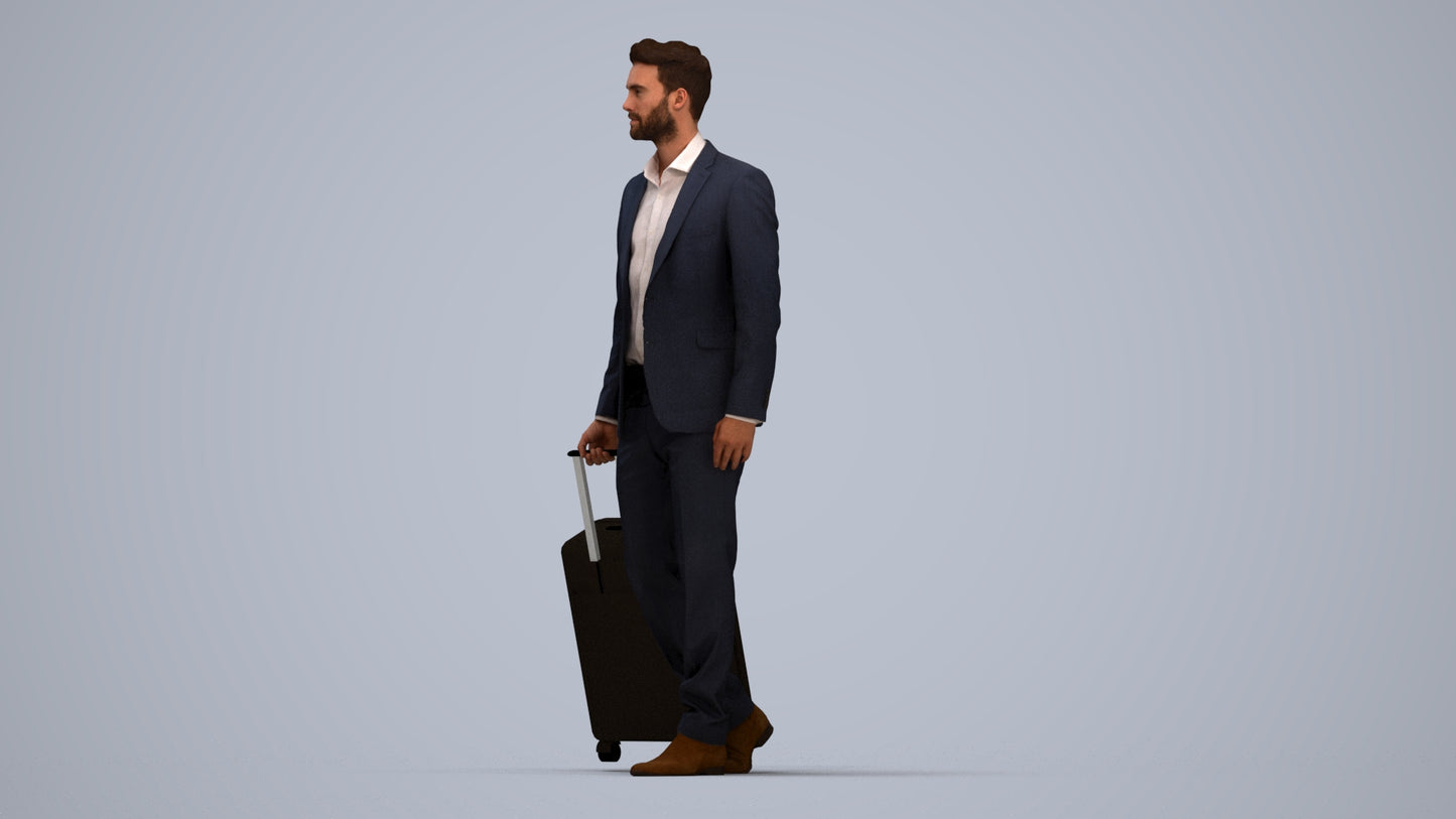 realistic 3D human man business, archviz people FBX OBJ for Blender, top-down view render