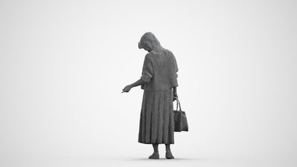 scanned 3D woman casual shopping, photogrammetry people for Enscape and V-Ray, wireframe front view