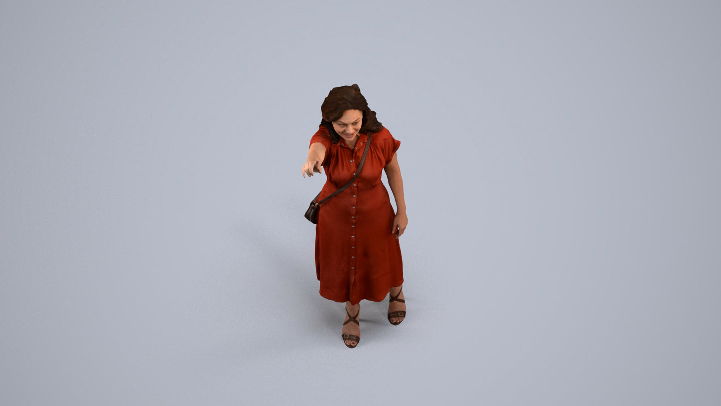 photogrammetry 3D woman casual standing, realistic human model archviz FBX, back view render
