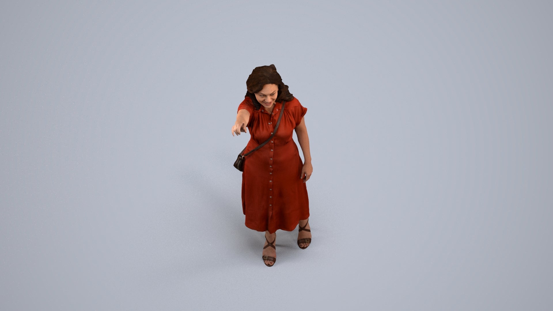 photogrammetry 3D woman casual standing, realistic human model archviz FBX, back view render
