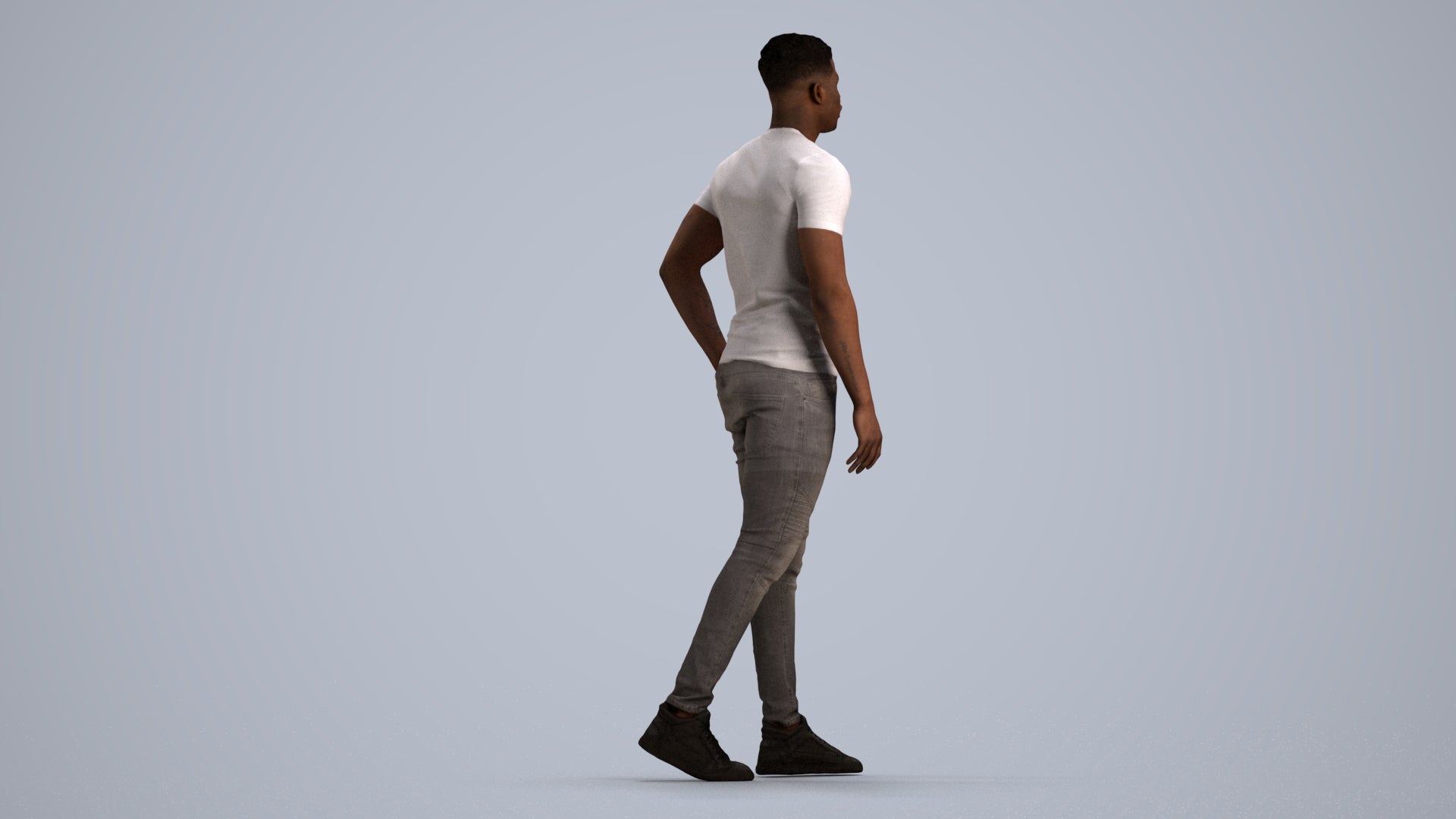 scanned 3D man casual walking, photogrammetry people for Enscape and V-Ray, front view render