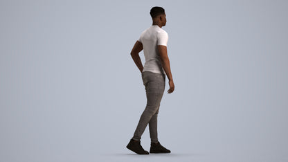 scanned 3D man casual walking, photogrammetry people for Enscape and V-Ray, front view render