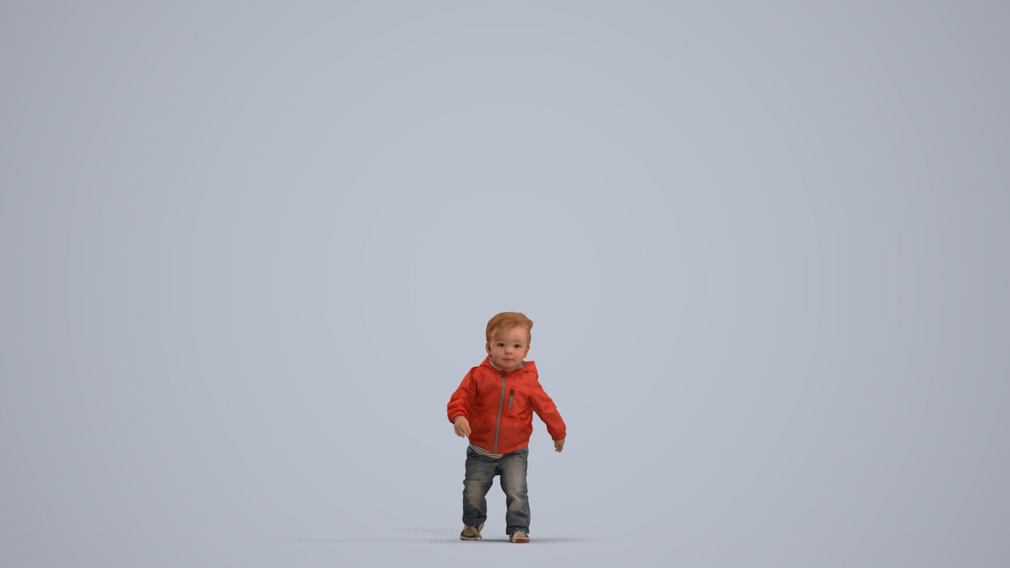 realistic 3D human boy casual kids, archviz people FBX OBJ for Blender, standing pose render
