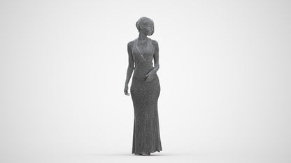 realistic 3D people woman formal formalaffairs, render-ready for V-Ray and Corona, FBX OBJ, three-quarter front view render