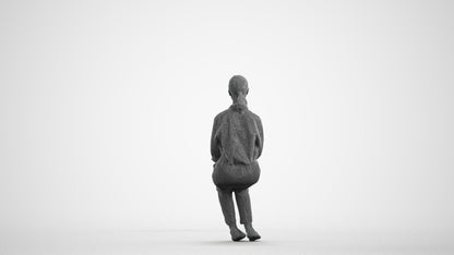 realistic 3D human girl kids, archviz people FBX OBJ for Blender, wireframe front view