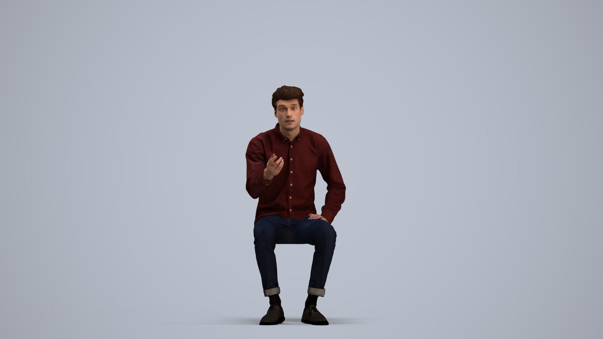 realistic 3D people man casual sitting, render-ready for V-Ray and Corona, FBX OBJ, standing pose render