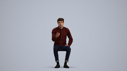 realistic 3D people man casual sitting, render-ready for V-Ray and Corona, FBX OBJ, standing pose render