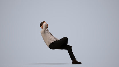 realistic 3D human man business, archviz people FBX OBJ for Blender, side view render