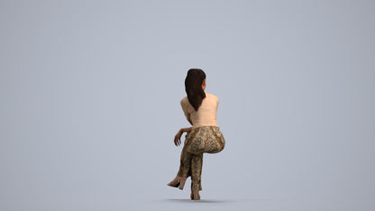 3D people model woman casual sitting, scanned human for 3ds Max rendering, front view render