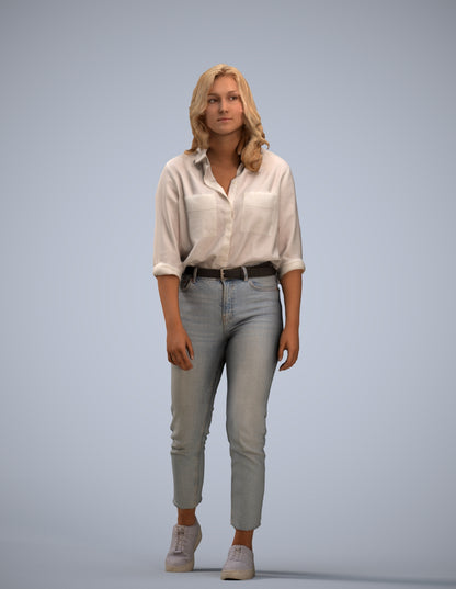 realistic 3D people woman casual walking, render-ready for V-Ray and Corona, FBX OBJ