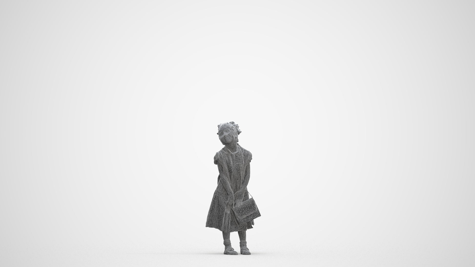 realistic 3D girl casual kids, scanned archviz people for Blender and 3ds Max, three-quarter front view render