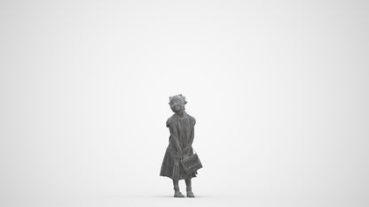 realistic 3D girl casual kids, scanned archviz people for Blender and 3ds Max, three-quarter front view render