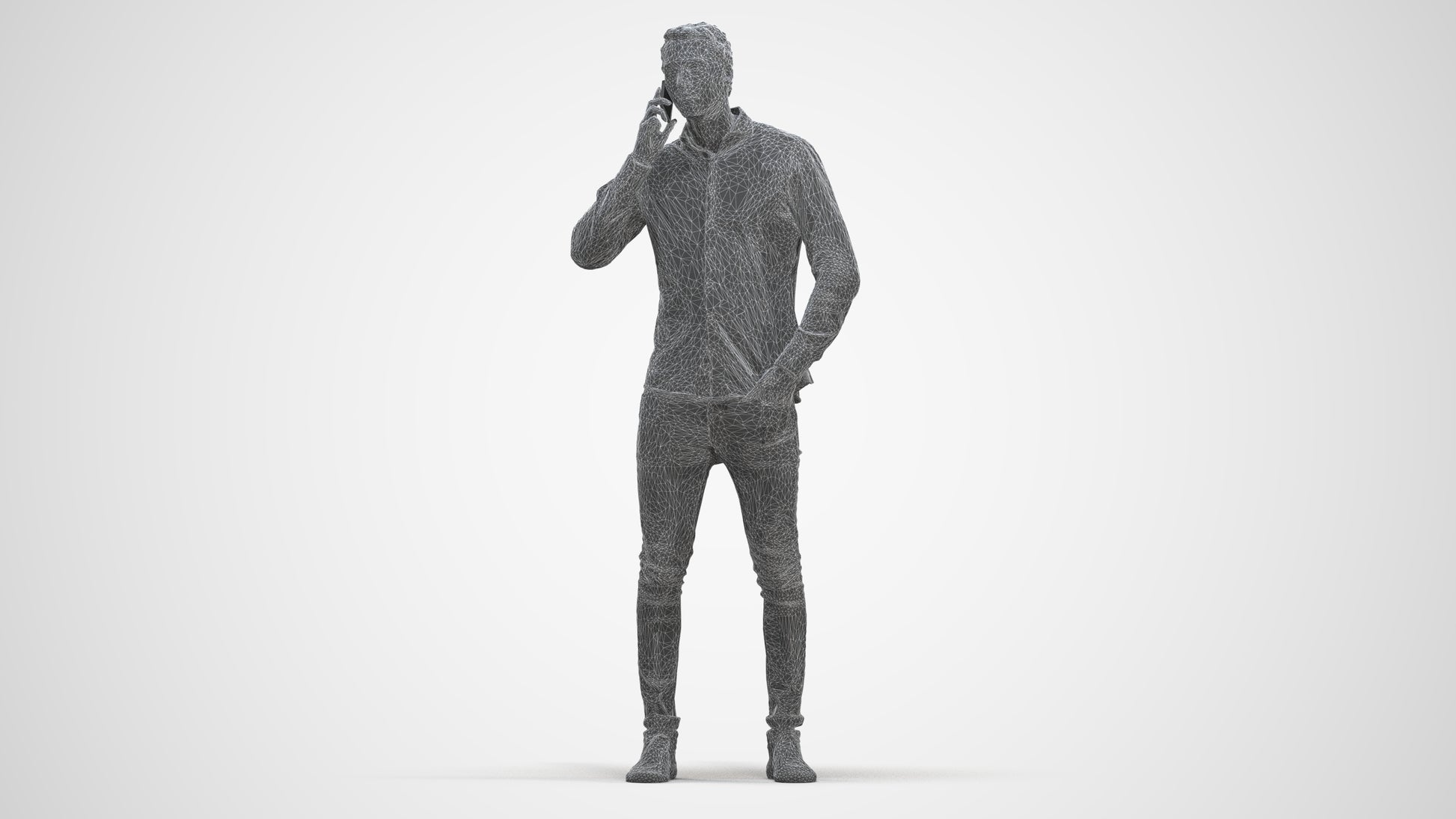 scanned 3D man casual standing, photogrammetry people for Enscape and V-Ray, top-down view render