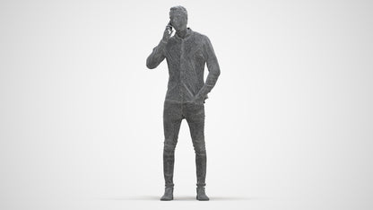 scanned 3D man casual standing, photogrammetry people for Enscape and V-Ray, top-down view render