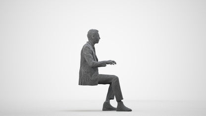 realistic 3D human man business, archviz people FBX OBJ for Blender, wireframe side view
