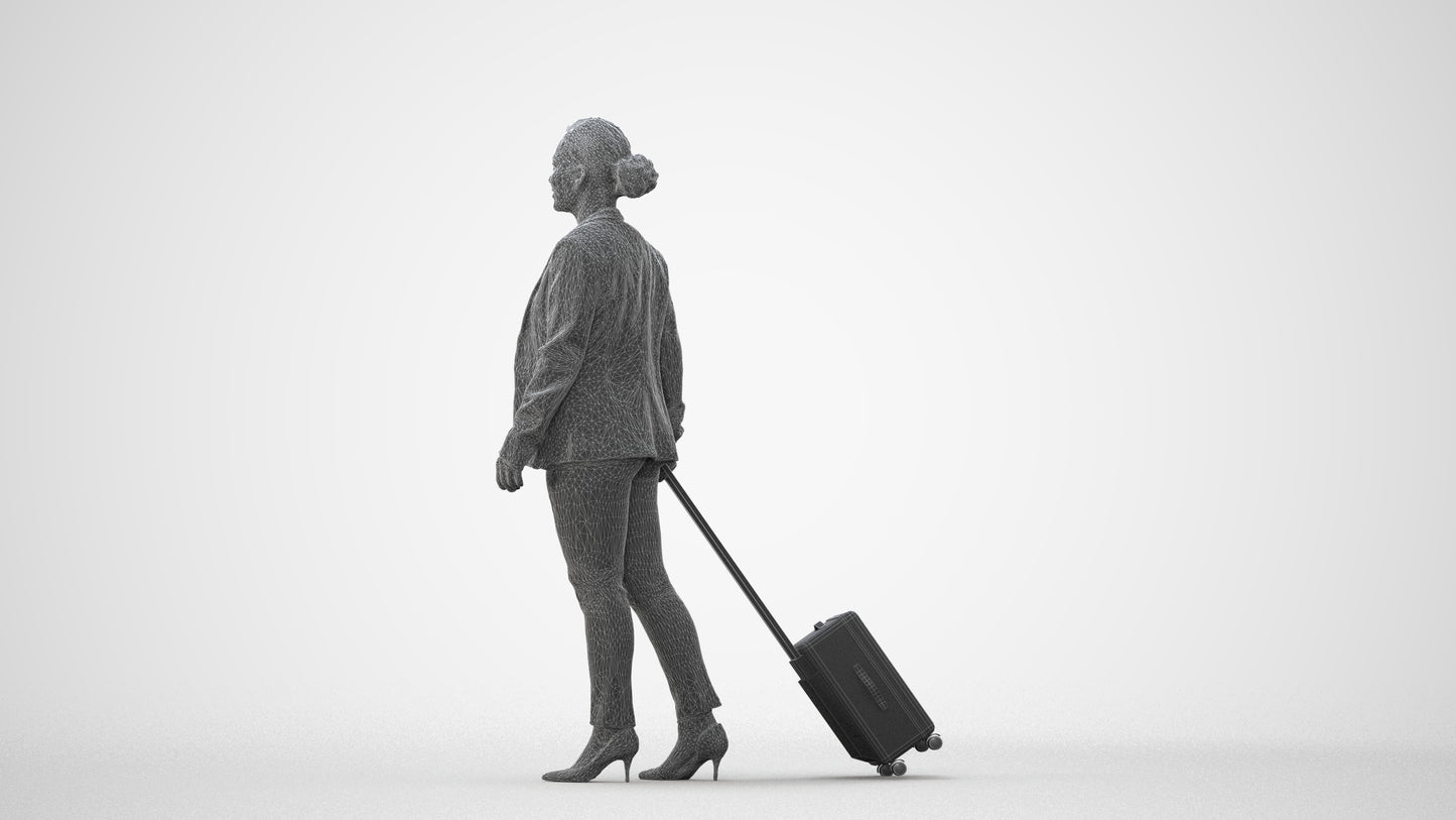 3D scanned woman walking business, photorealistic archviz people for Enscape and SketchUp, square thumbnail