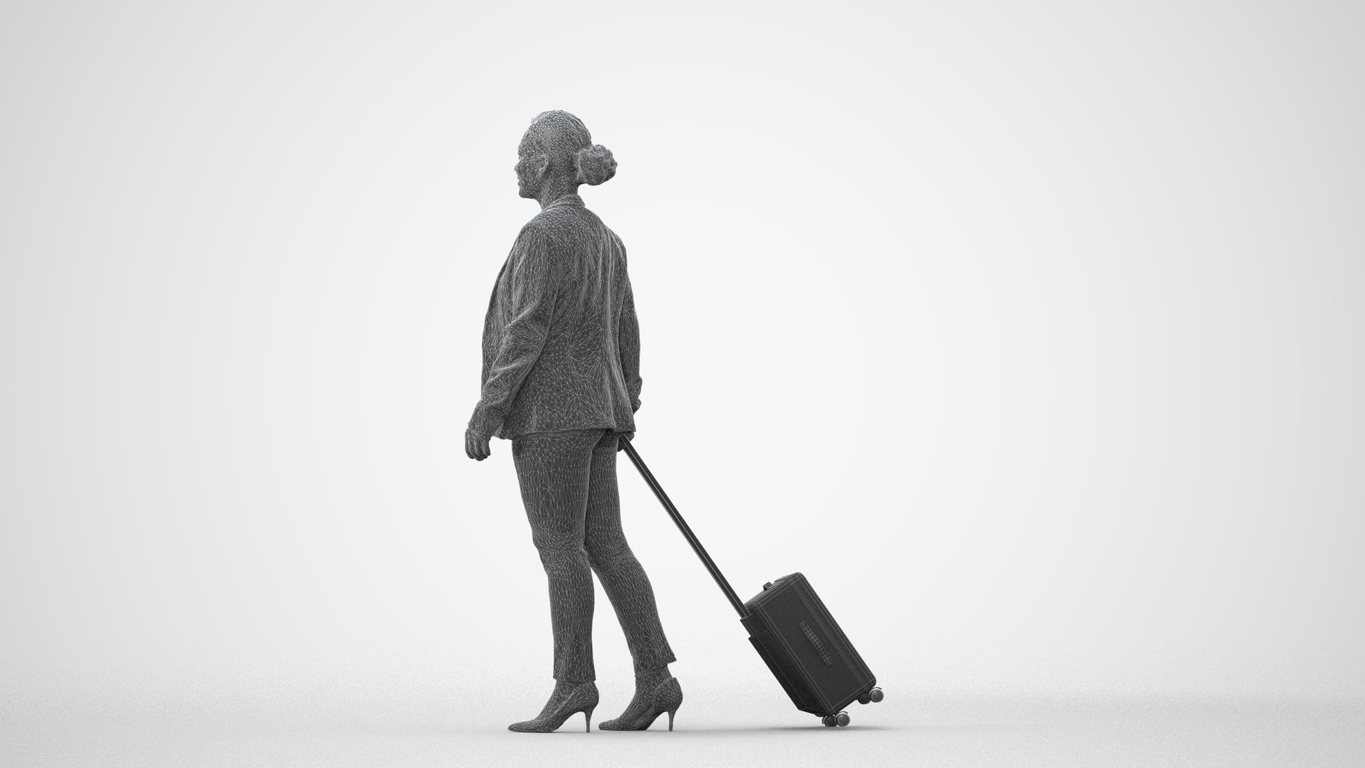 3D scanned woman walking business, photorealistic archviz people for Enscape and SketchUp, square thumbnail