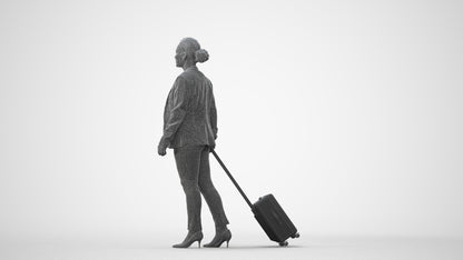 3D scanned woman walking business, photorealistic archviz people for Enscape and SketchUp, square thumbnail