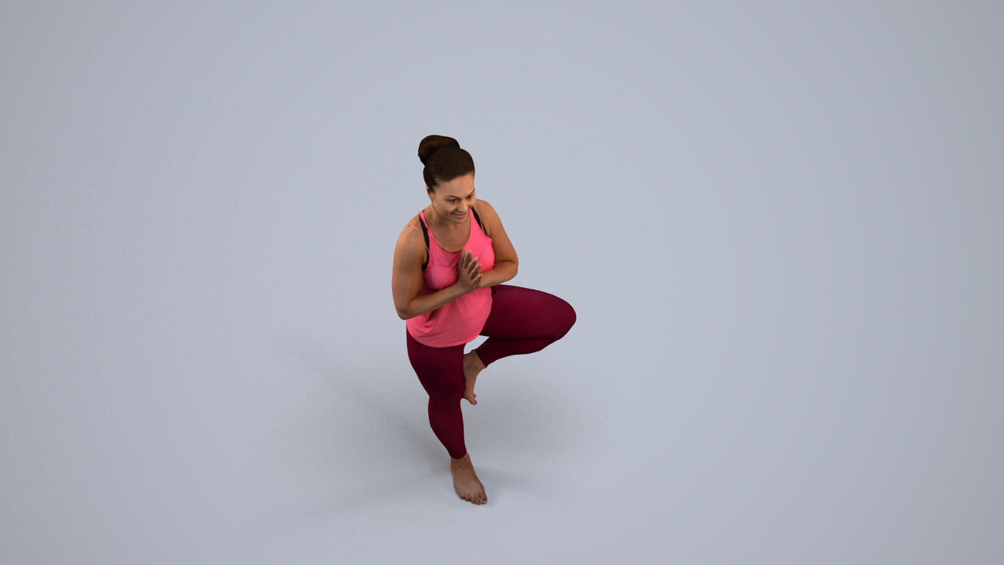 3D scanned woman sport, photorealistic archviz people for Enscape and SketchUp, back view render