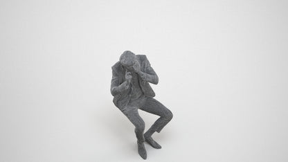 realistic 3D human man business, archviz people FBX OBJ for Blender, wireframe three-quarter view