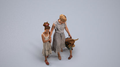 3D human model girl casual kids, photogrammetry scanned person for archviz, back view render