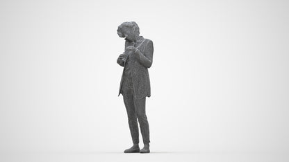 scanned 3D woman business standing, photogrammetry people for Enscape and V-Ray, wireframe back view