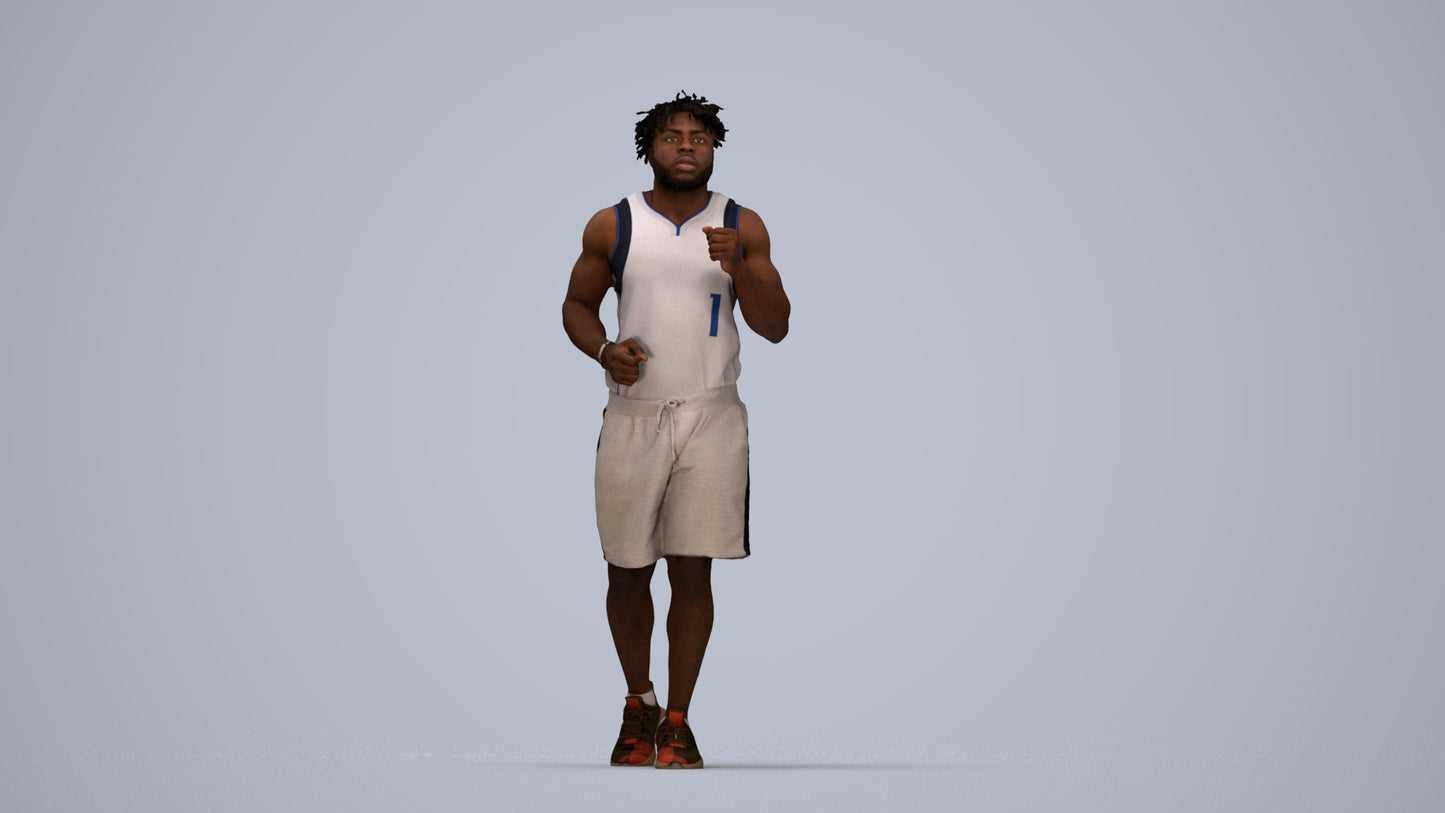 3D people model man sport, scanned human for 3ds Max rendering, top-down view render
