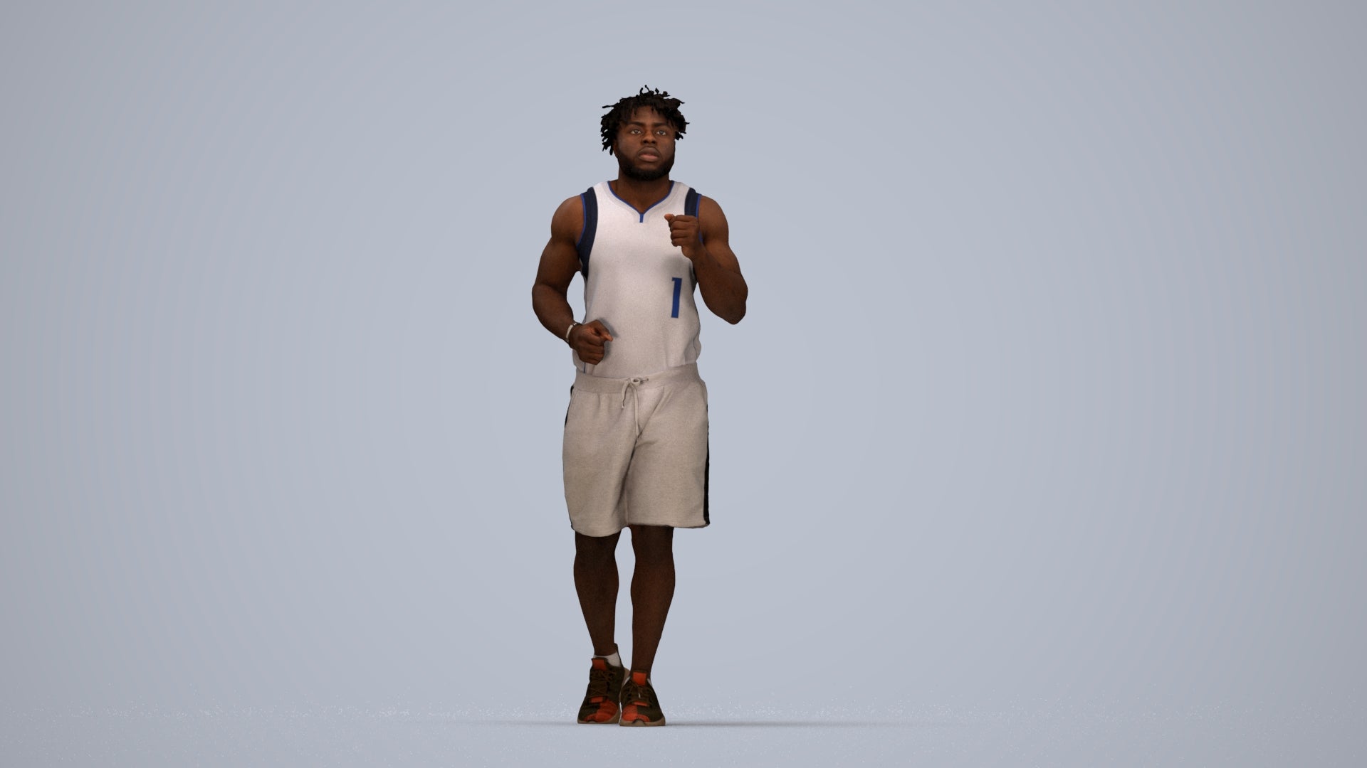 3D people model man sport, scanned human for 3ds Max rendering, top-down view render