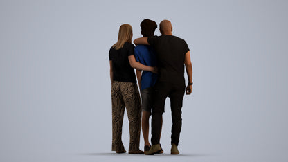 3D human model girl casual kids, photogrammetry scanned person for archviz, front view render