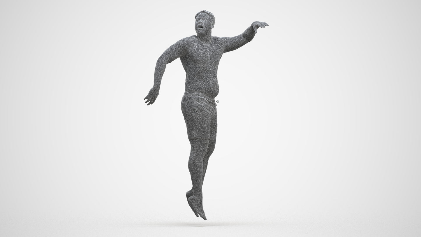 realistic 3D people man sport pool, render-ready for V-Ray and Corona, FBX OBJ, three-quarter front view render