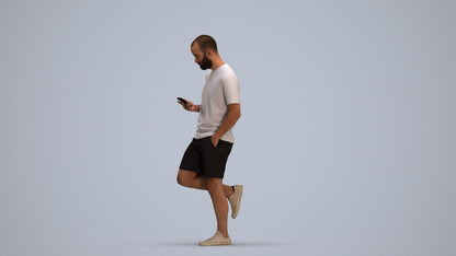 photogrammetry 3D man casual walking, realistic human model archviz FBX, standing pose render