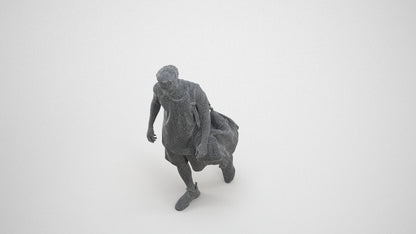 3D people model man sport, scanned human for 3ds Max rendering, wireframe three-quarter view