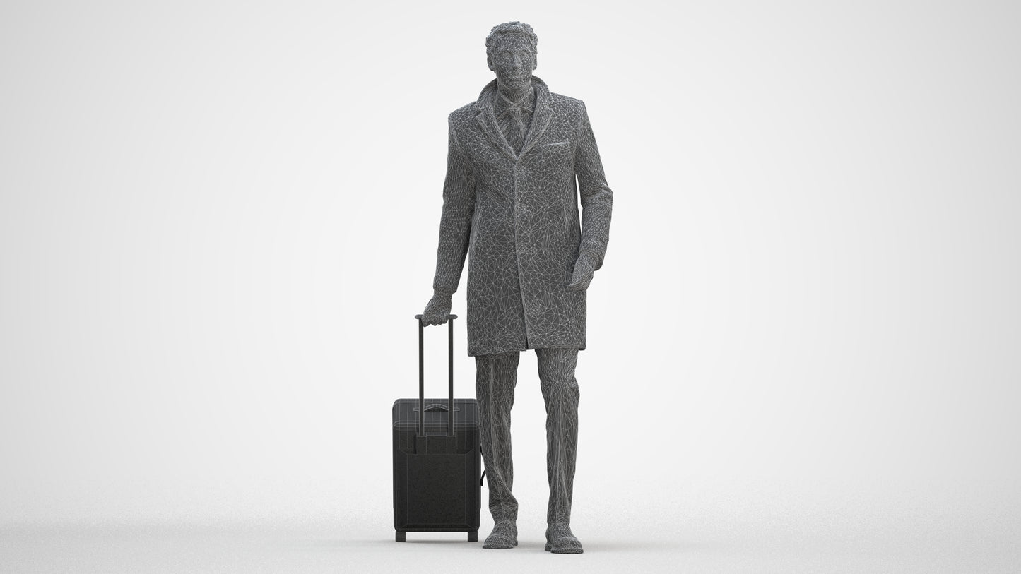 realistic 3D people man business, render-ready for V-Ray and Corona, FBX OBJ, three-quarter front view render