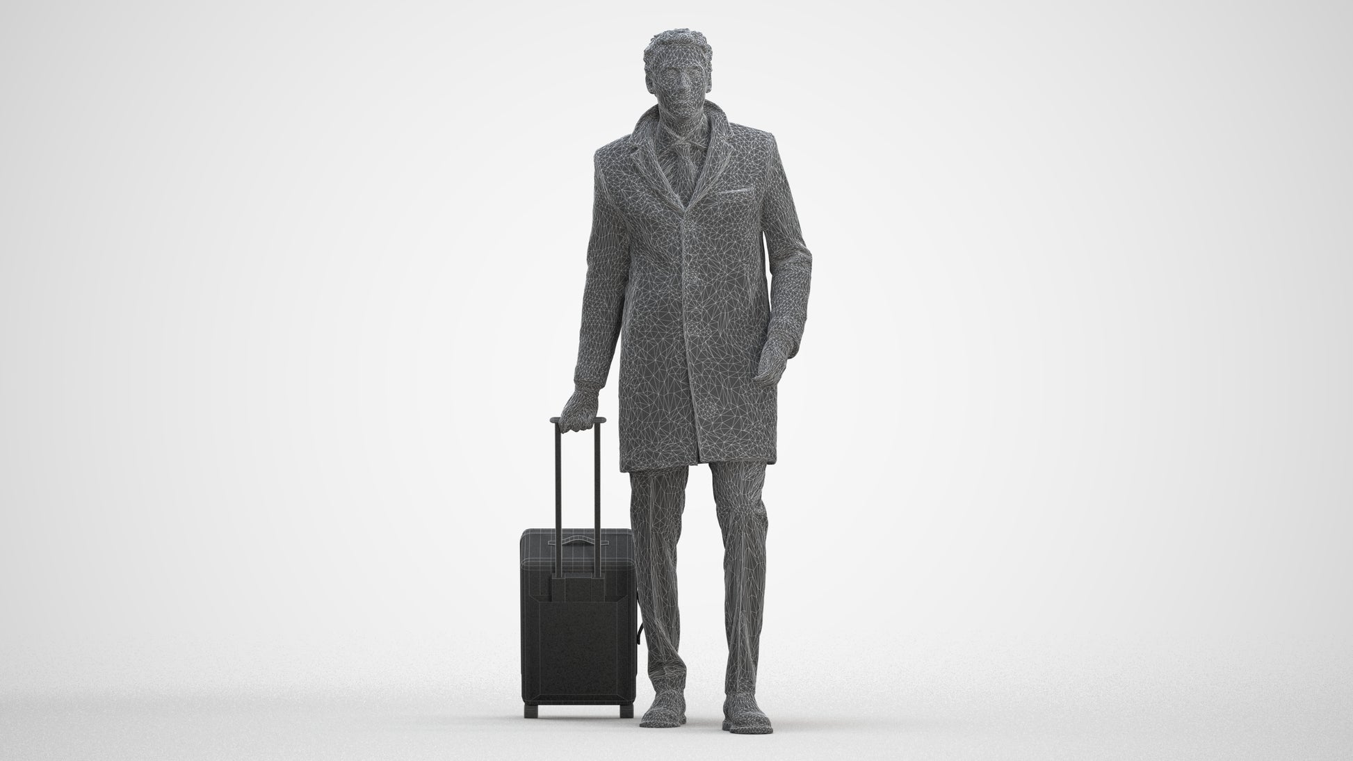 realistic 3D people man business, render-ready for V-Ray and Corona, FBX OBJ, three-quarter front view render