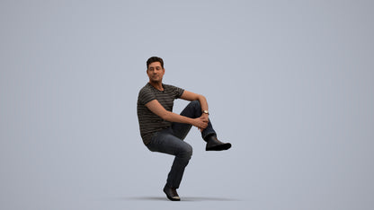 realistic 3D man casual sitting, scanned archviz people for Blender and 3ds Max, standing pose render