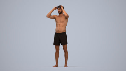 realistic 3D human man pool, archviz people FBX OBJ for Blender, top-down view render