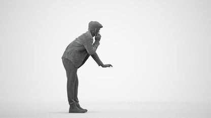 realistic 3D man business, scanned archviz people for Blender and 3ds Max, wireframe side view