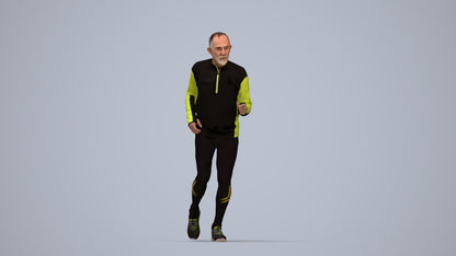 realistic 3D senior man sport, scanned archviz people for Blender and 3ds Max, top-down view render