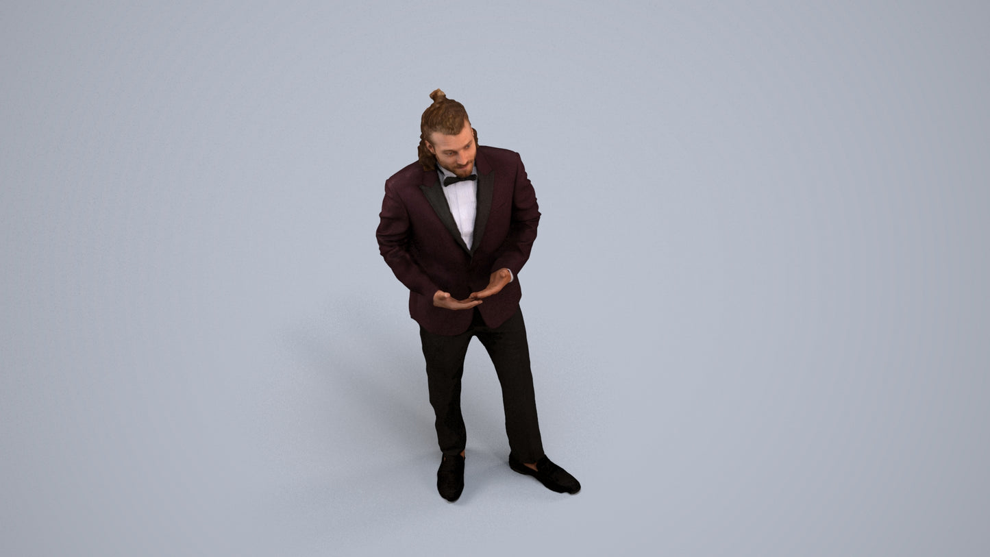 photogrammetry 3D man formal formalaffairs, realistic human model archviz FBX, back view render