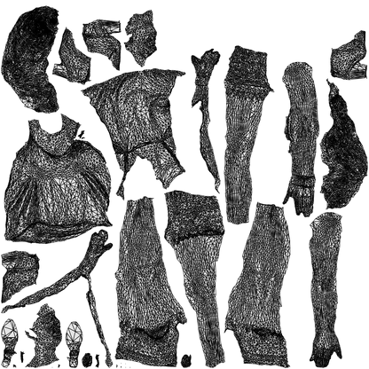 scanned 3D girl casual walking, photogrammetry people for Enscape and V-Ray, wireframe top-down view
