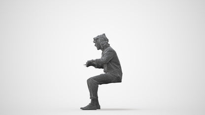 realistic 3D man casual sitting, scanned archviz people for Blender and 3ds Max, square thumbnail