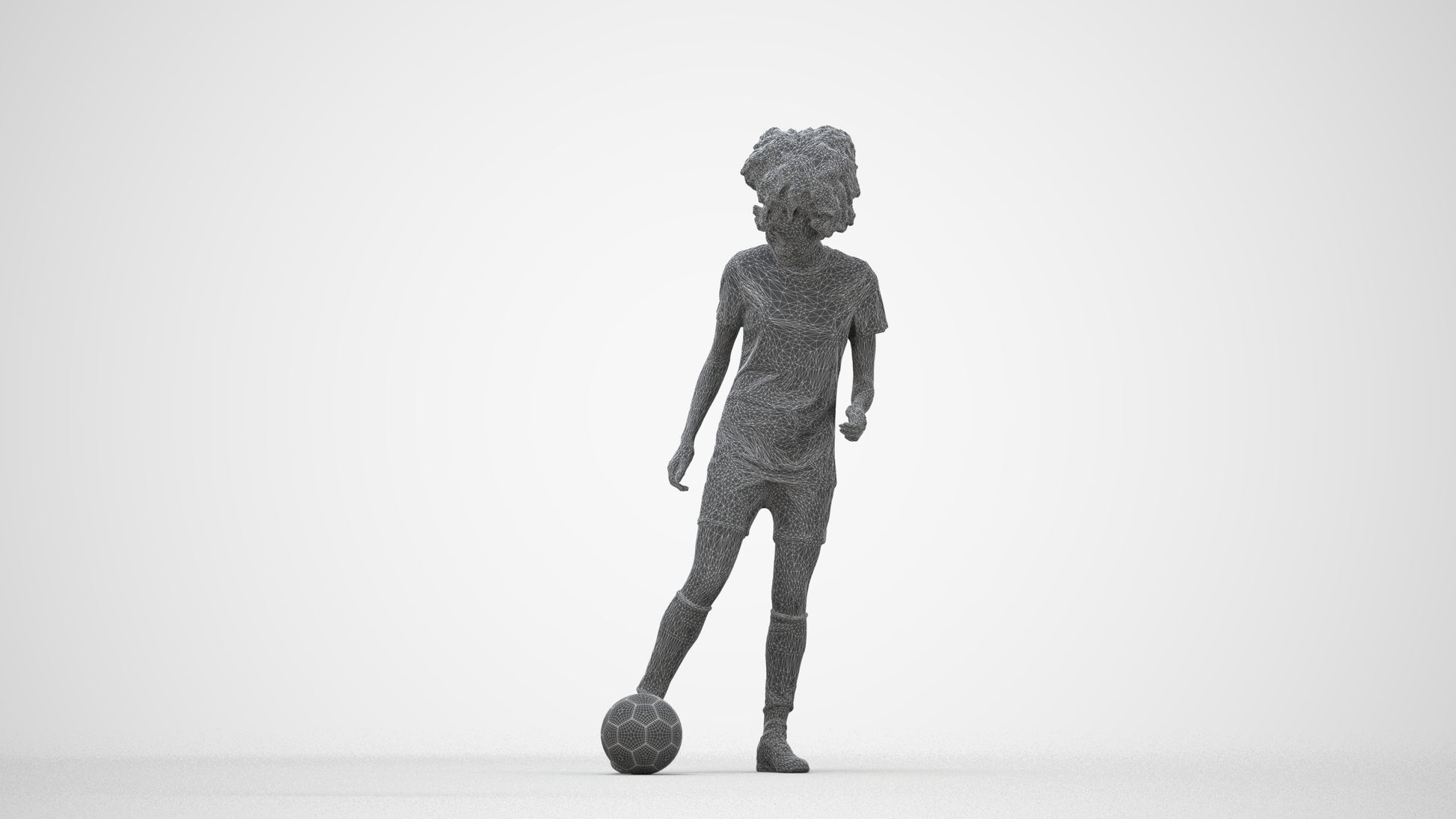 realistic 3D woman sport, scanned archviz people for Blender and 3ds Max, wireframe back view